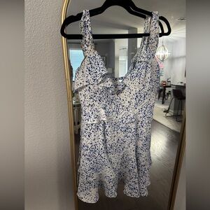 Love Blue and White Patterned Mini Dress